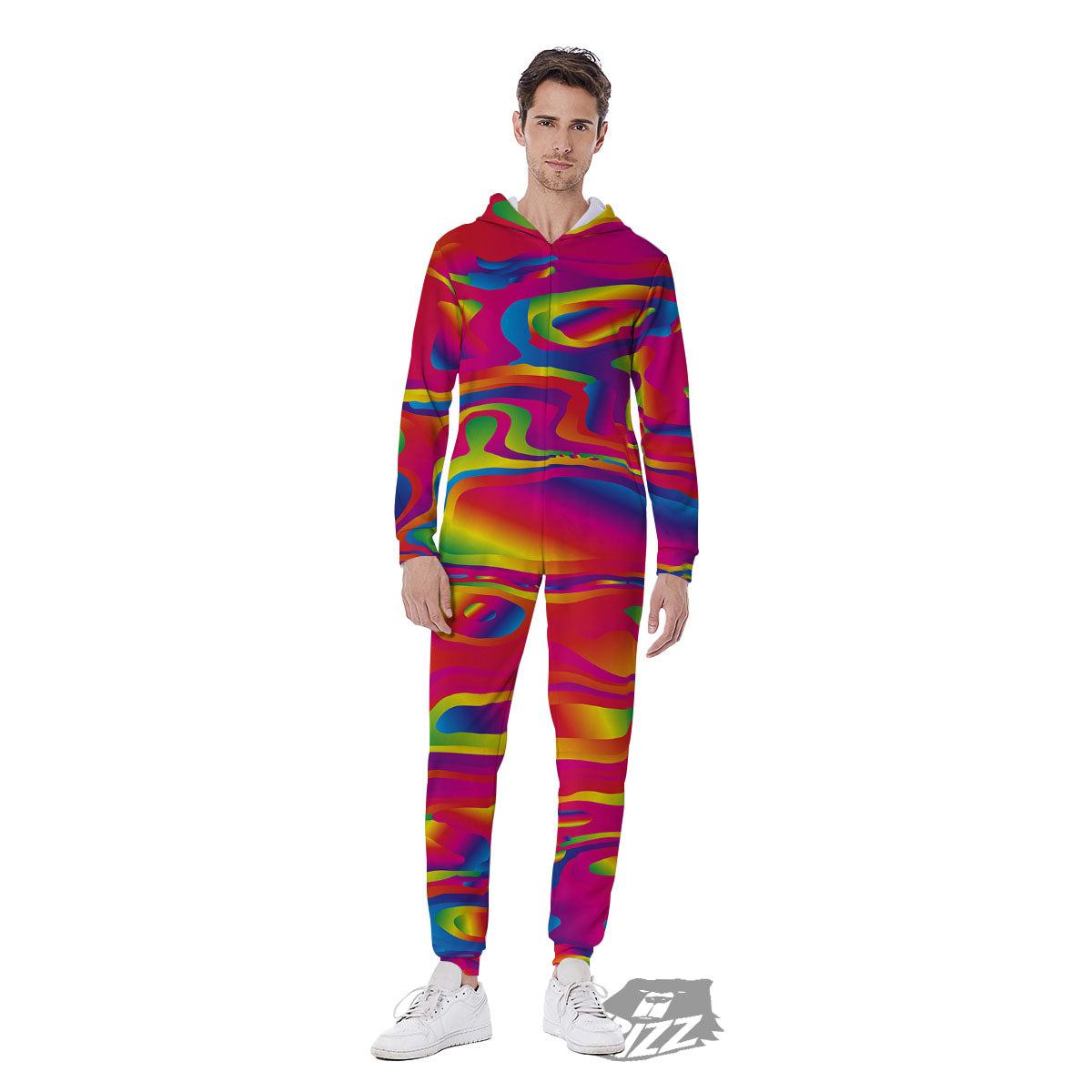 Liquid Trippy Abstract Colorful Print Men's Jumpsuit-grizzshop