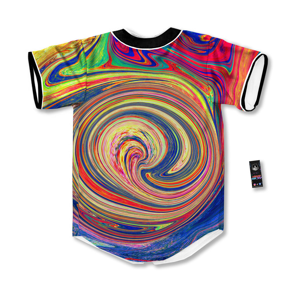 Liquid Trippy Abstract Psychedelic Print Baseball Jersey-grizzshop