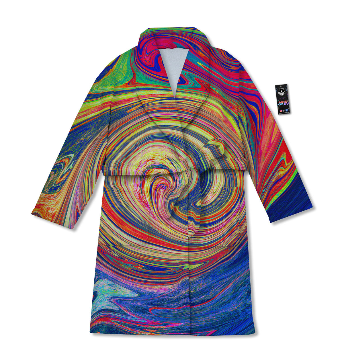 Liquid Trippy Abstract Psychedelic Print Bathrobe-grizzshop