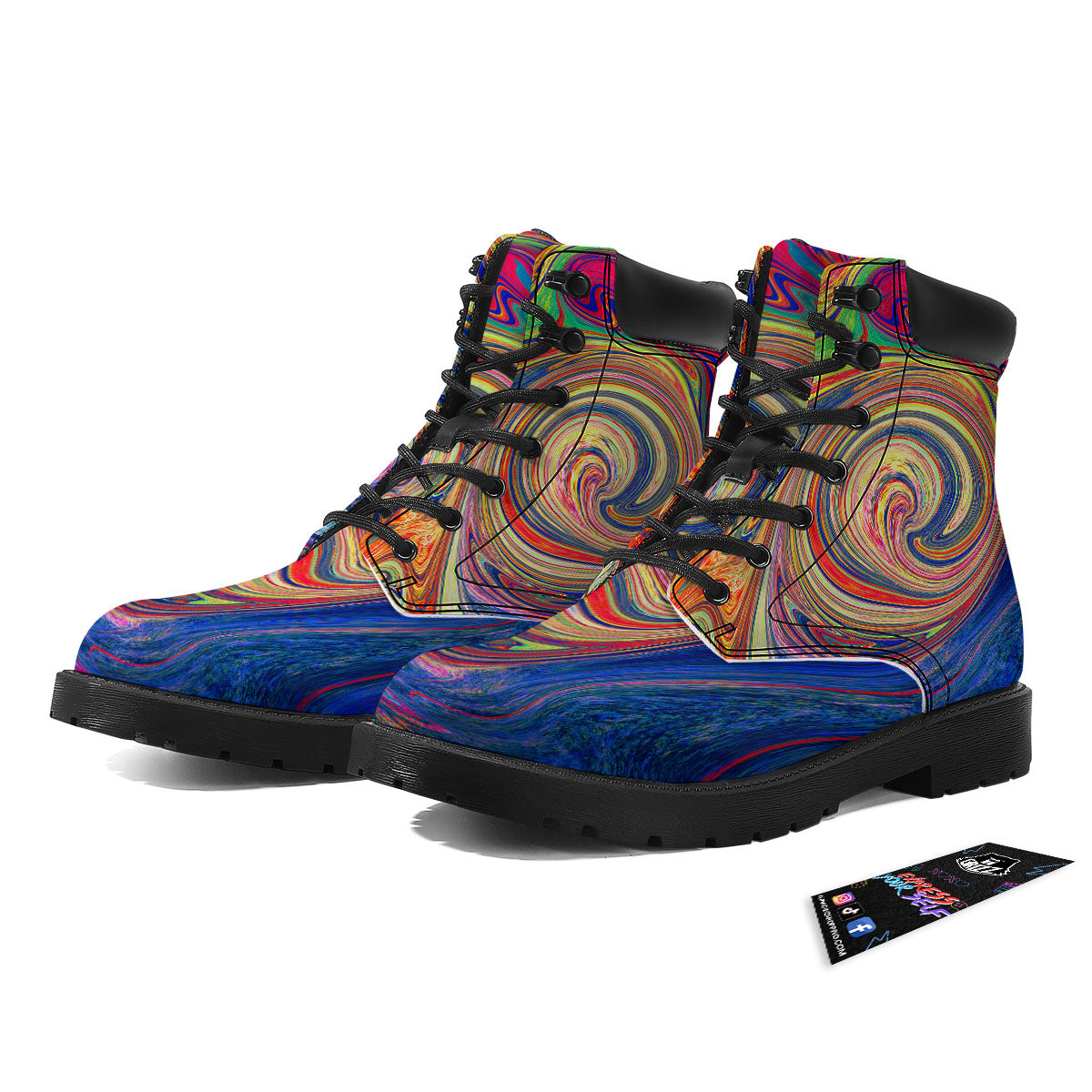 Liquid Trippy Abstract Psychedelic Print Boots-grizzshop