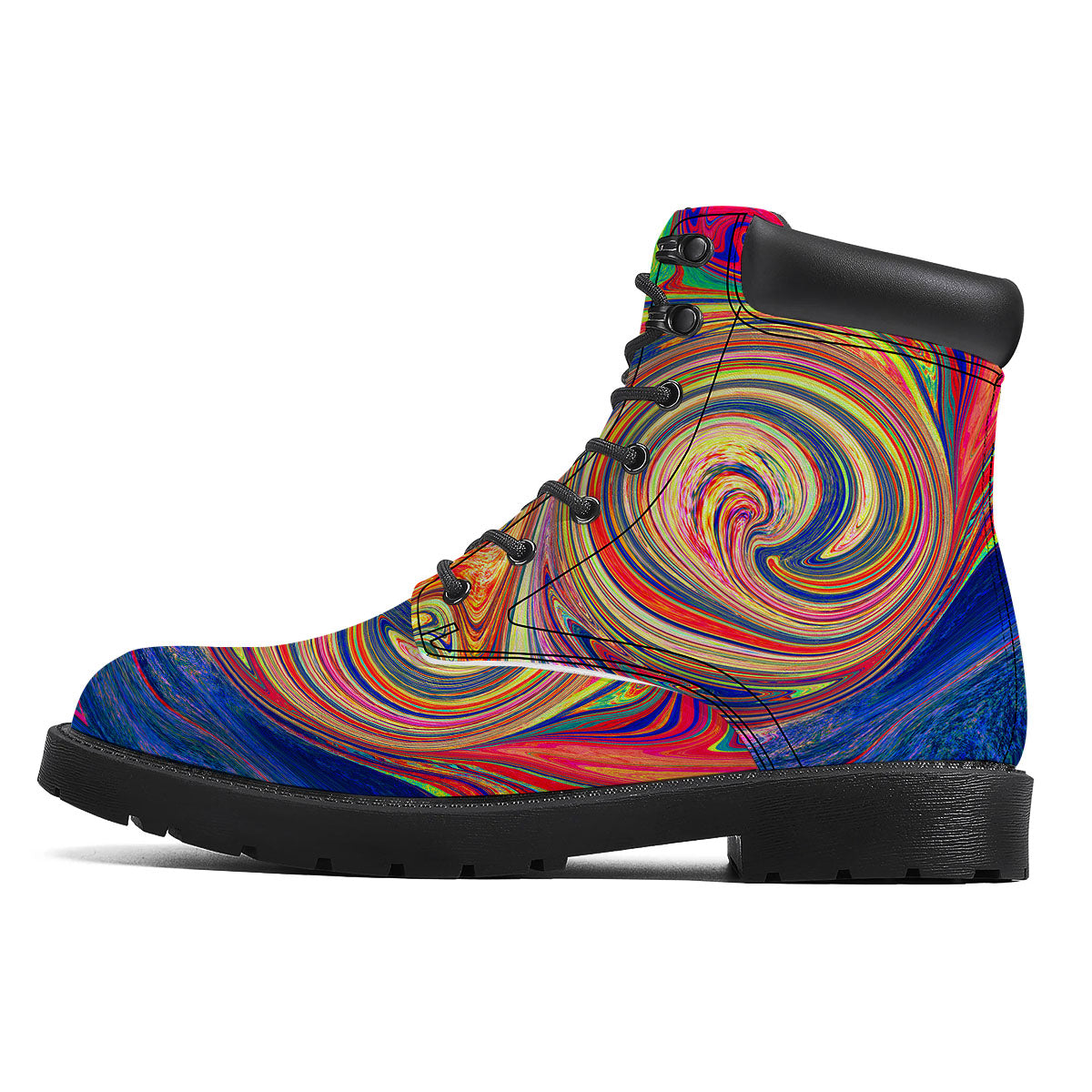 Liquid Trippy Abstract Psychedelic Print Boots-grizzshop