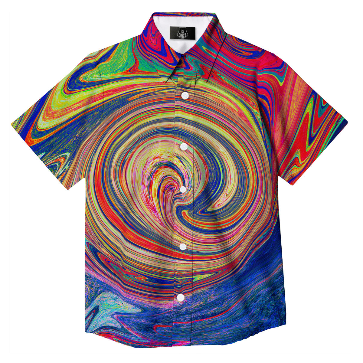 Liquid Trippy Abstract Psychedelic Print Button Up Shirt-grizzshop