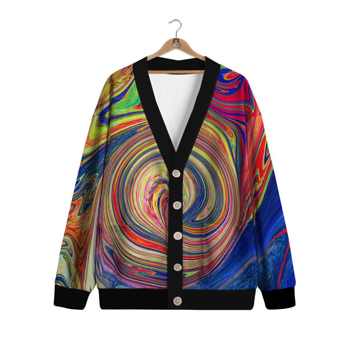 Liquid Trippy Abstract Psychedelic Print Cardigan-grizzshop