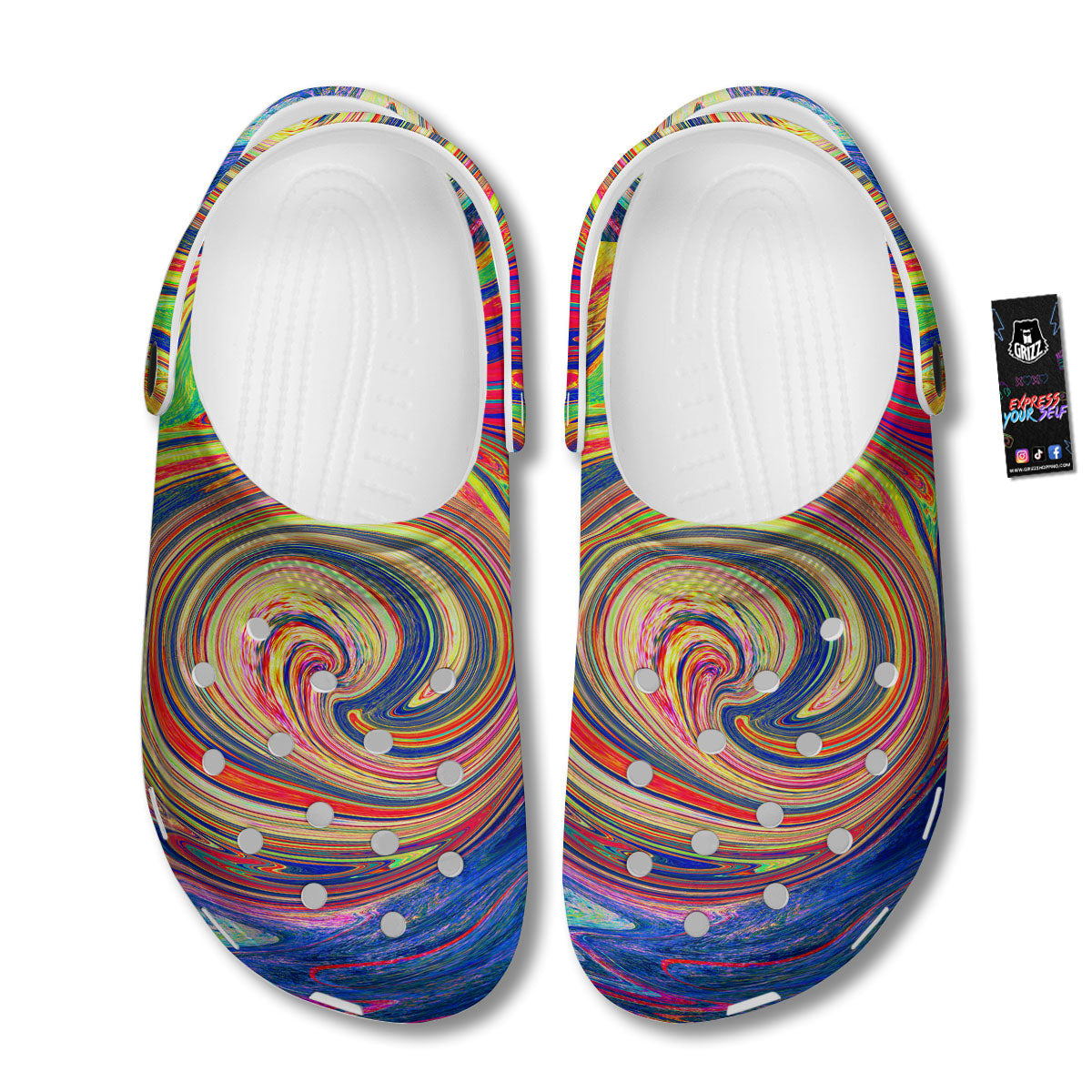 Liquid Trippy Abstract Psychedelic Print Clog-grizzshop