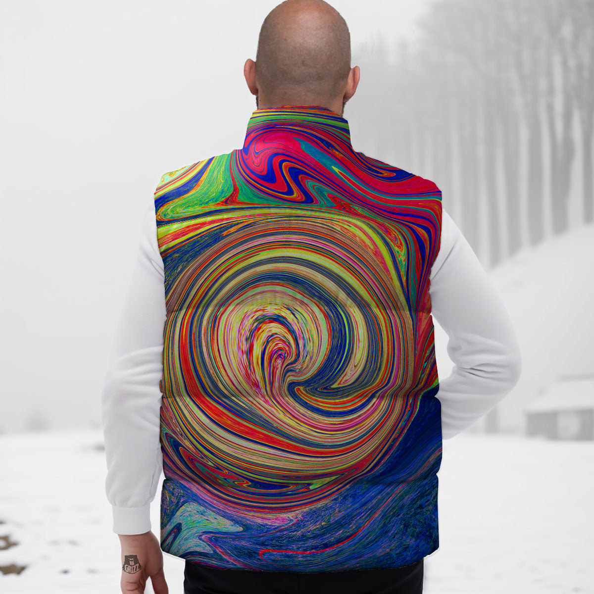Liquid Trippy Abstract Psychedelic Print Down Vest