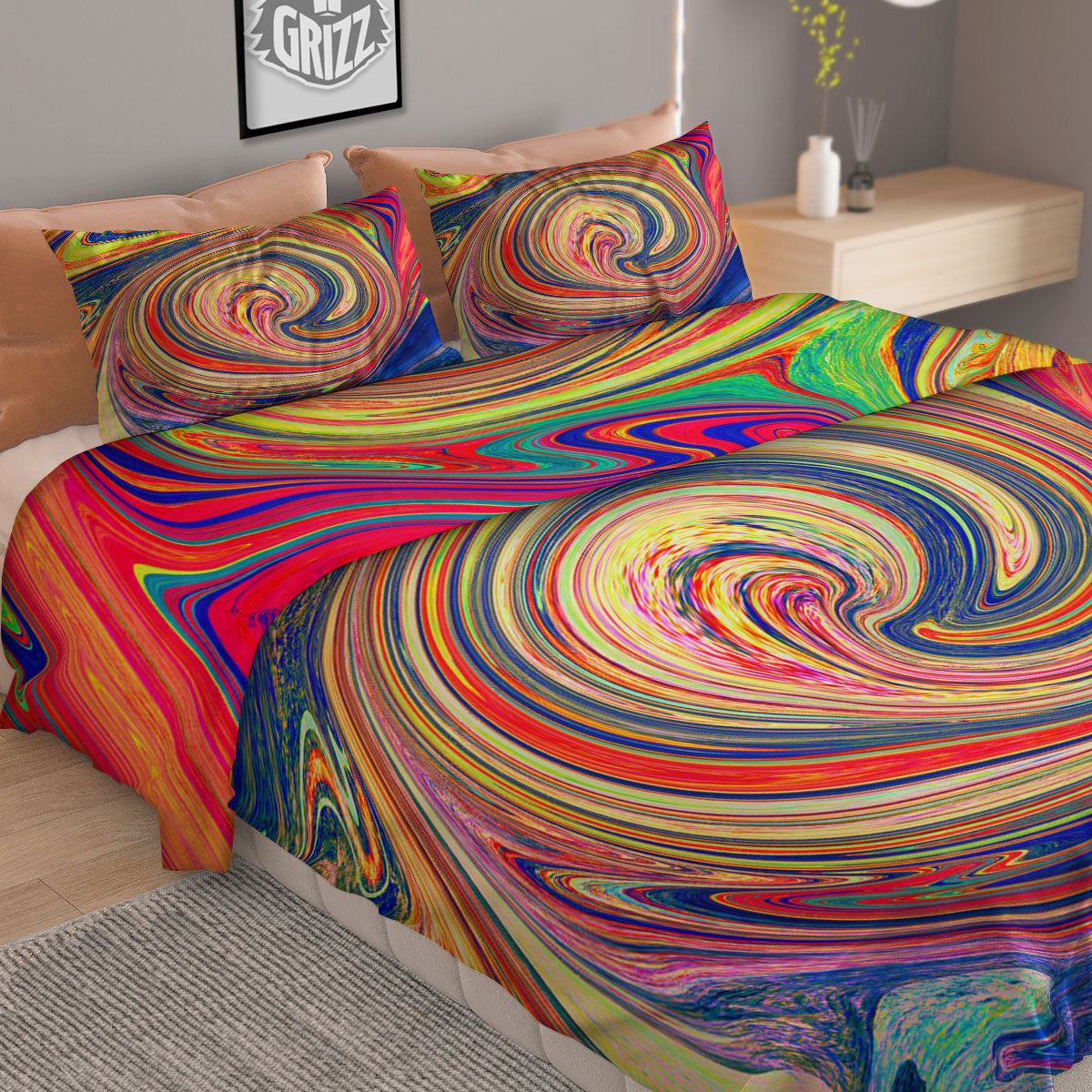 Liquid Trippy Abstract Psychedelic Print Duvet Cover Bedding Set