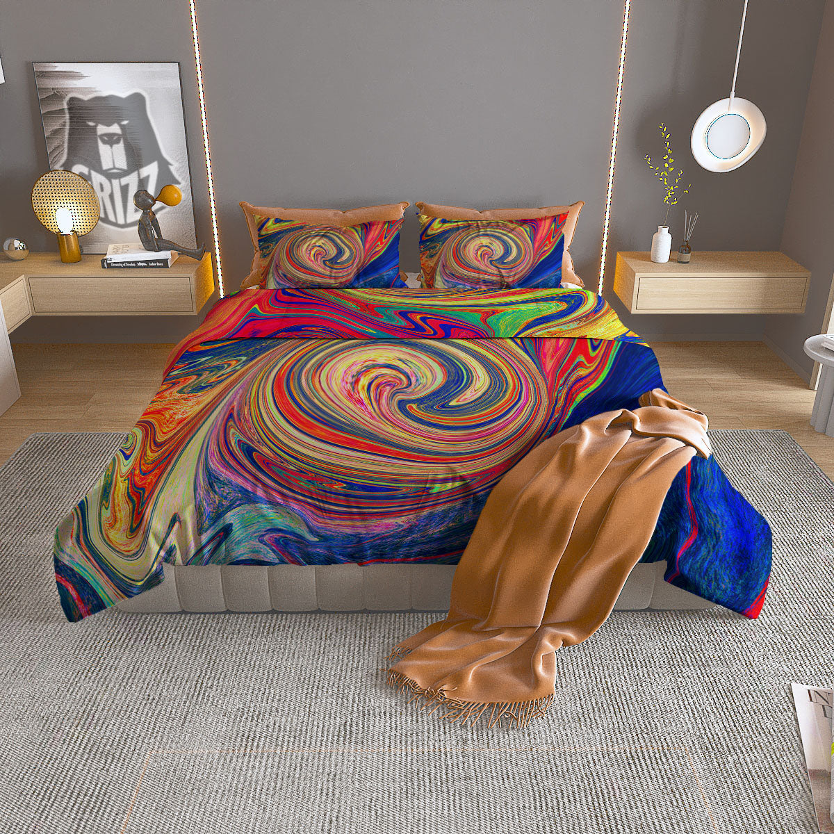 Liquid Trippy Abstract Psychedelic Print Duvet Cover Bedding Set