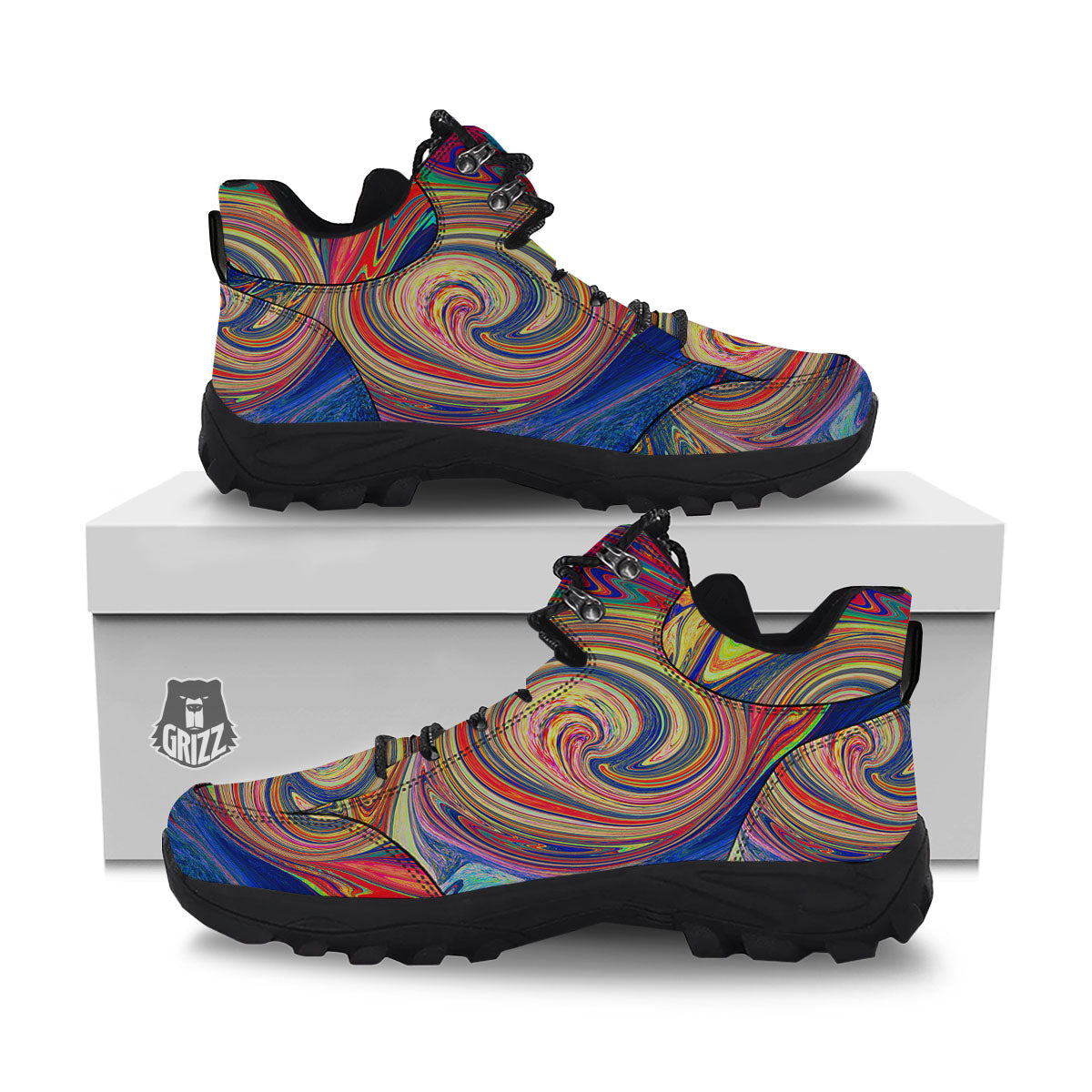 Liquid Trippy Abstract Psychedelic Print Hiking Shoes-grizzshop