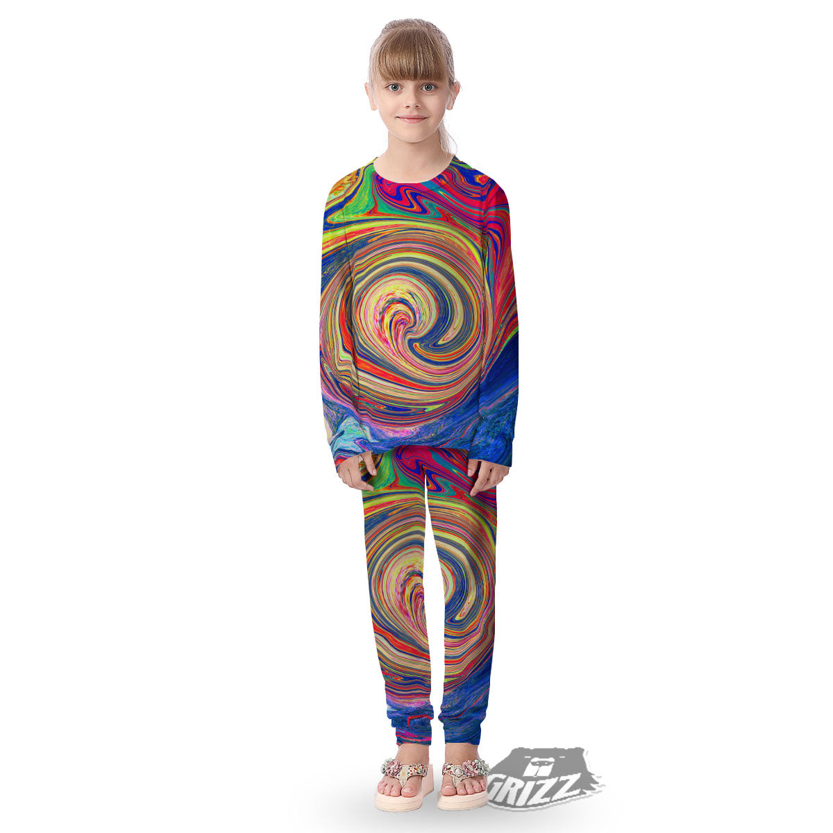 Liquid Trippy Abstract Psychedelic Print Kid's Pajamas-grizzshop