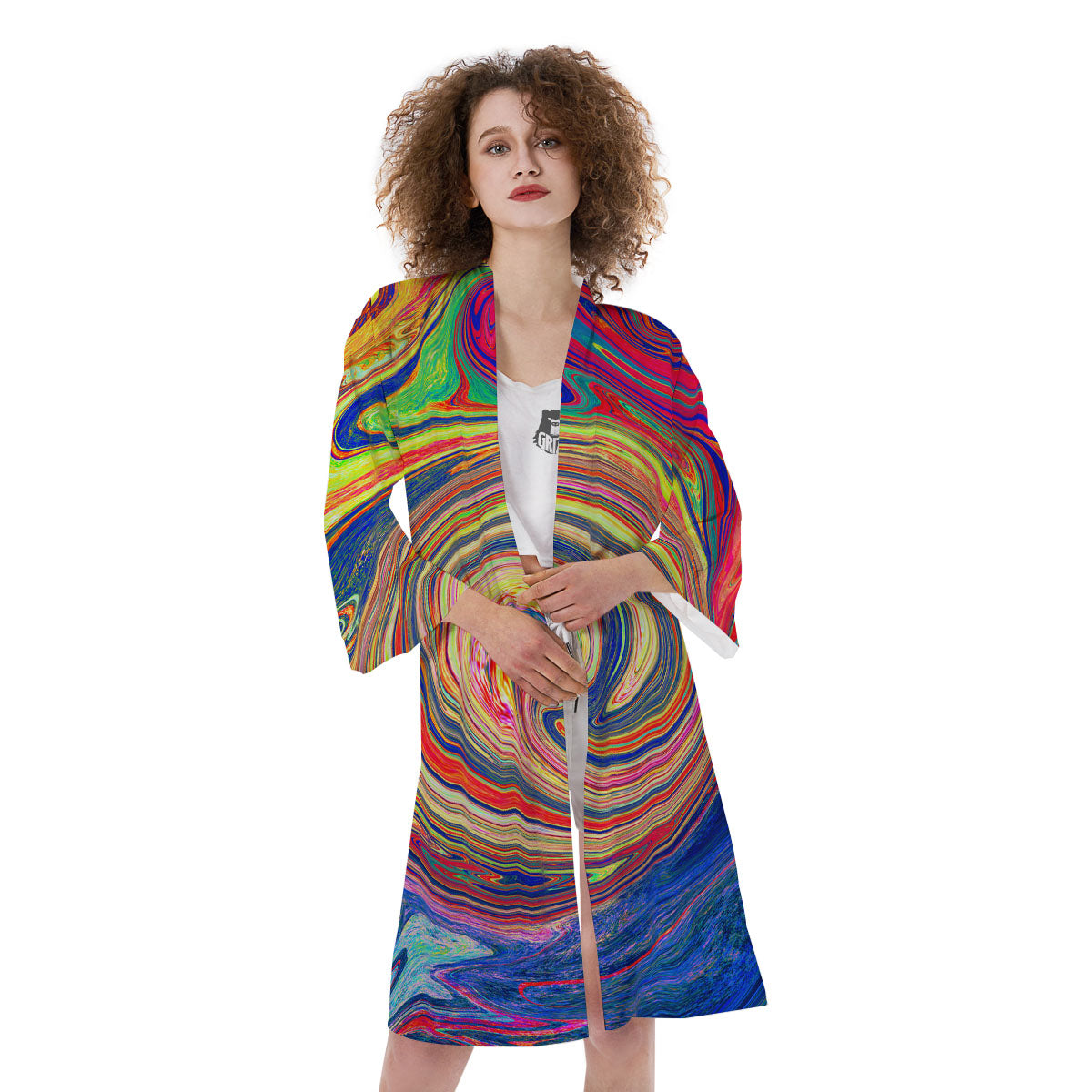Liquid Trippy Abstract Psychedelic Print Kimono-grizzshop