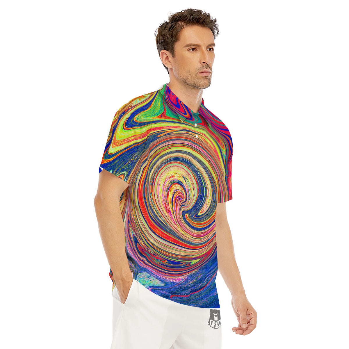 Liquid Trippy Abstract Psychedelic Print Men's Golf Shirts-grizzshop