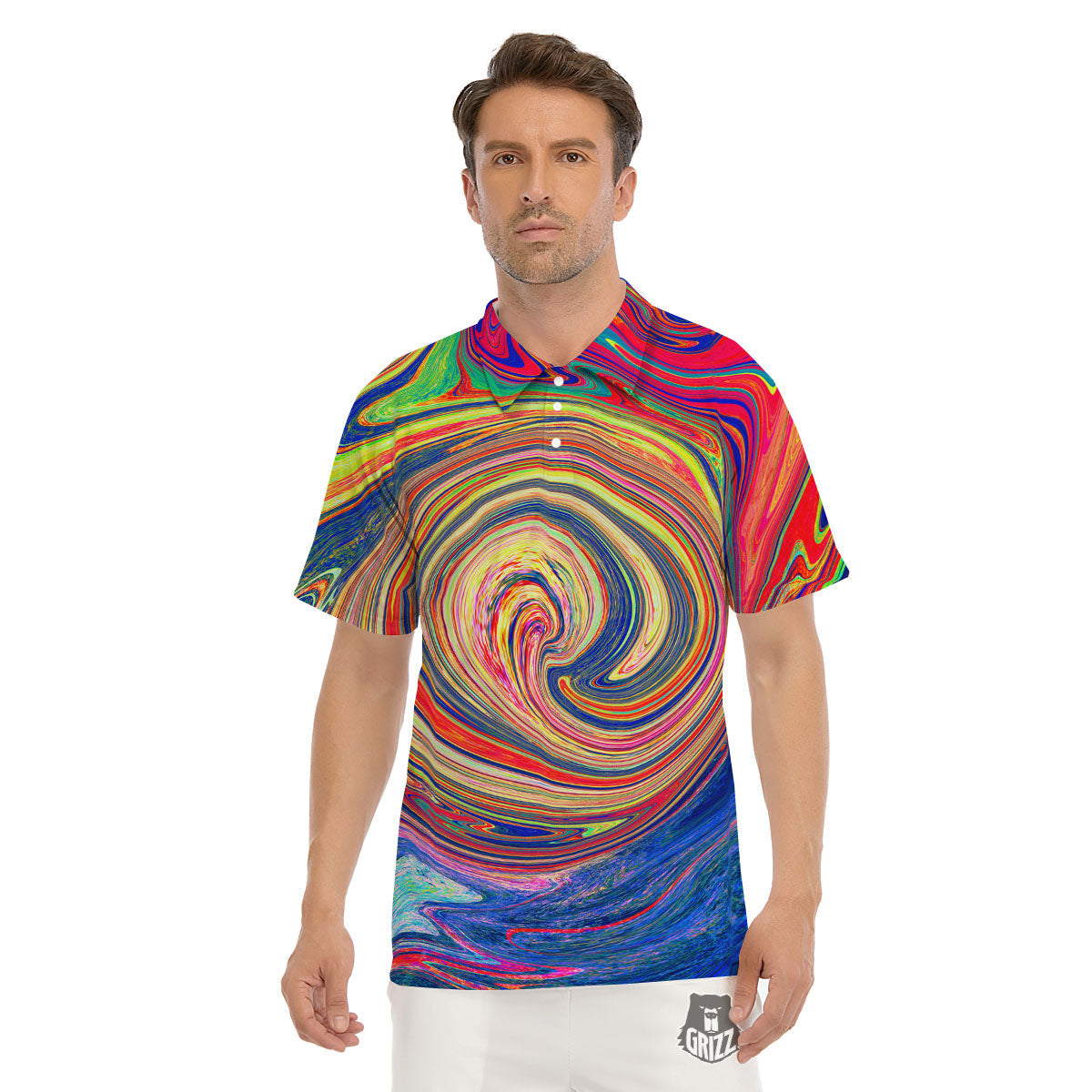 Liquid Trippy Abstract Psychedelic Print Men's Golf Shirts-grizzshop