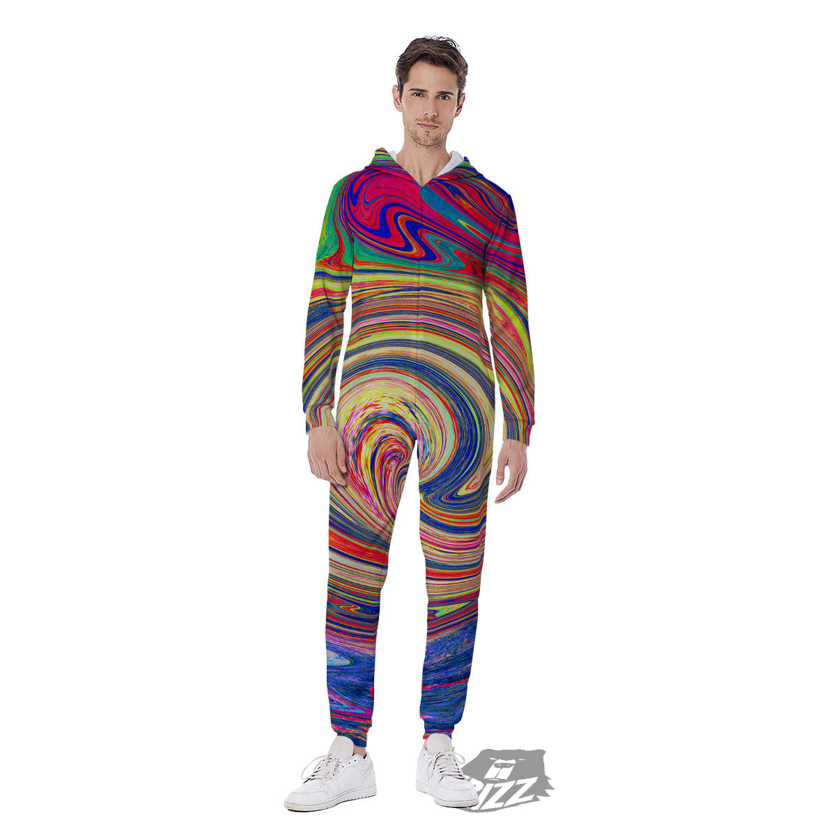 Liquid Trippy Abstract Psychedelic Print Men's Jumpsuit-grizzshop