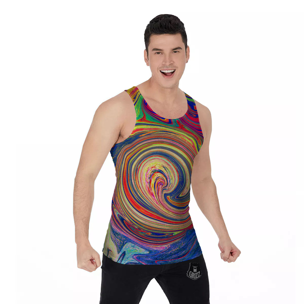 Liquid Trippy Abstract Psychedelic Print Men's Tank Top-grizzshop