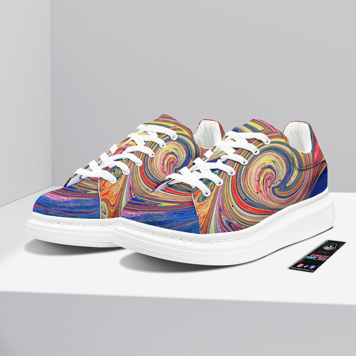 Liquid Trippy Abstract Psychedelic Print Platform Shoes-grizzshop