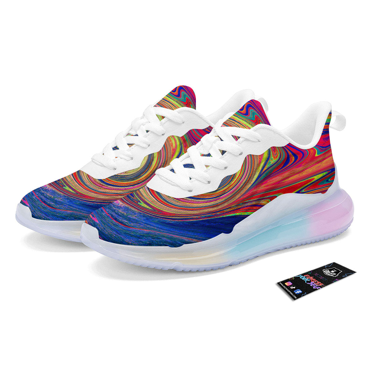 Liquid Trippy Abstract Psychedelic Print Running Sneakers-grizzshop