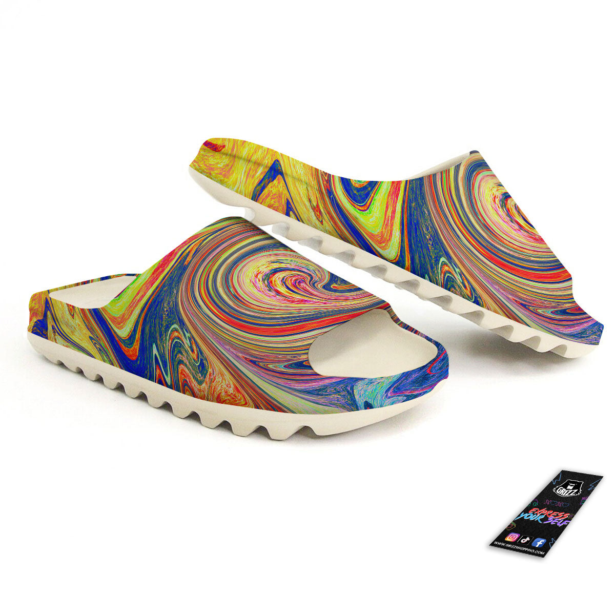 Liquid Trippy Abstract Psychedelic Print Sandals-grizzshop