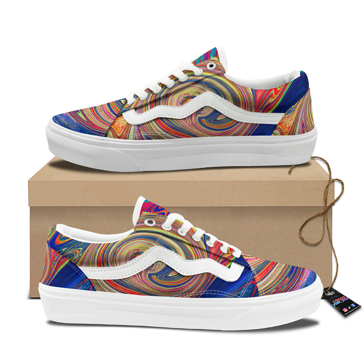 Liquid Trippy Abstract Psychedelic Print Skate Shoes-grizzshop