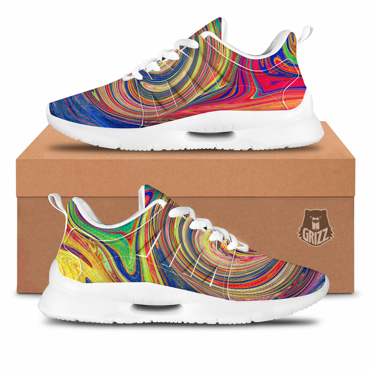 Liquid Trippy Abstract Psychedelic Print Tennis Shoes-grizzshop