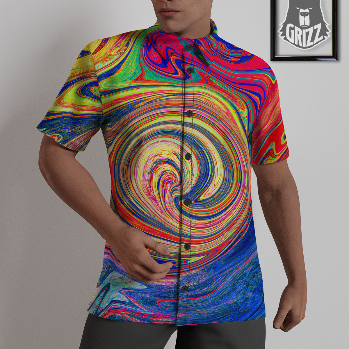 Liquid Trippy Abstract Psychedelic Print Untucked Shirts-grizzshop