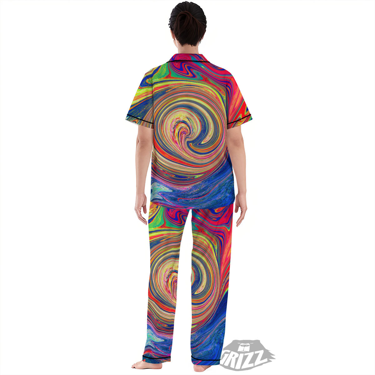Liquid Trippy Abstract Psychedelic Print Women's Pajamas Set-grizzshop