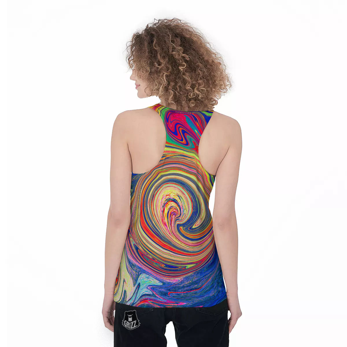 Liquid Trippy Abstract Psychedelic Print Women's Racerback Tank Top-grizzshop