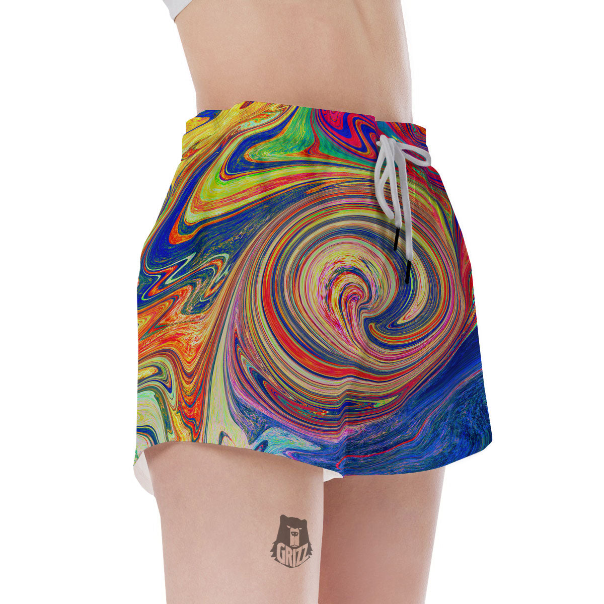 Liquid Trippy Abstract Psychedelic Print Women's Shorts-grizzshop