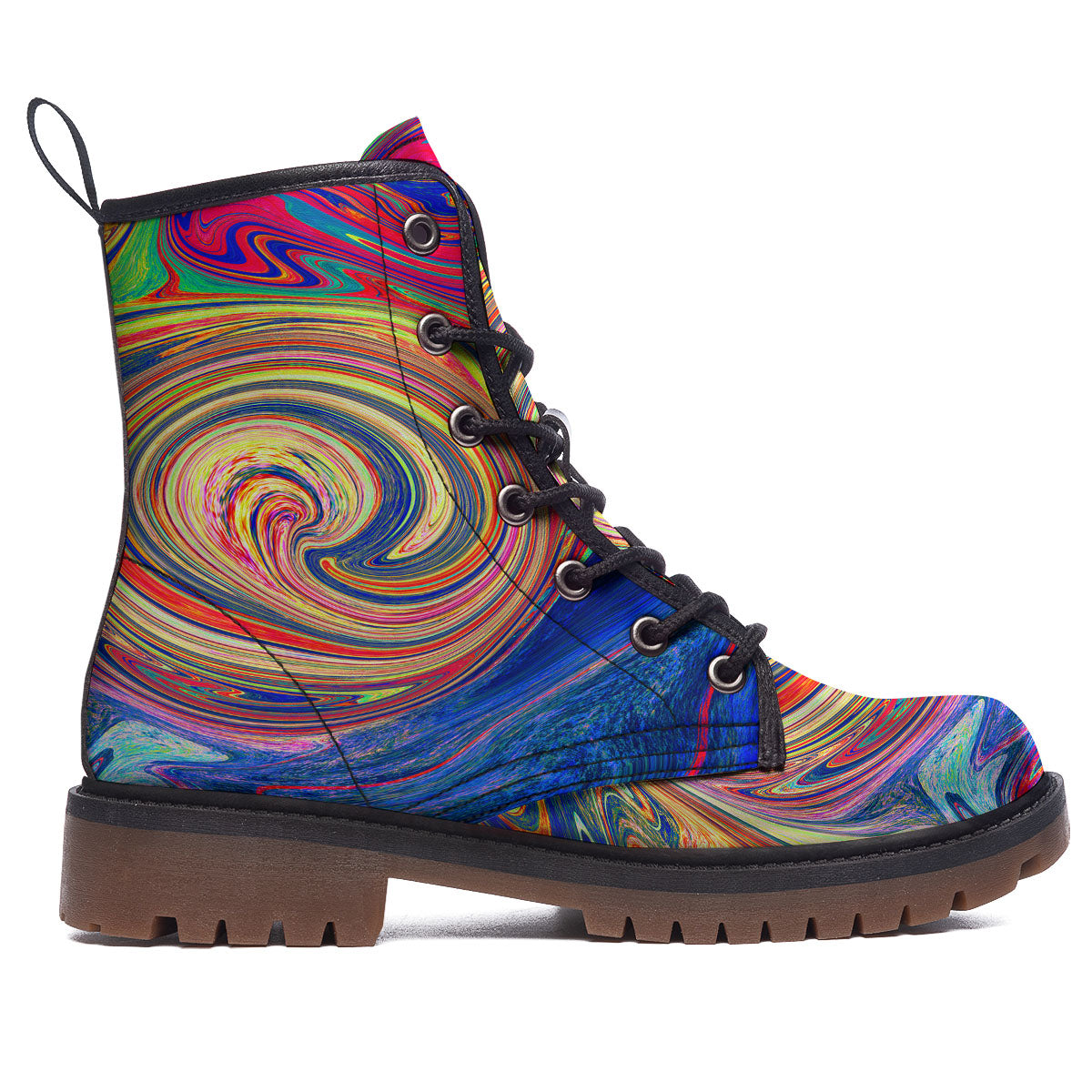 Liquid Trippy Abstract Psychedelic Print Work Boots-grizzshop