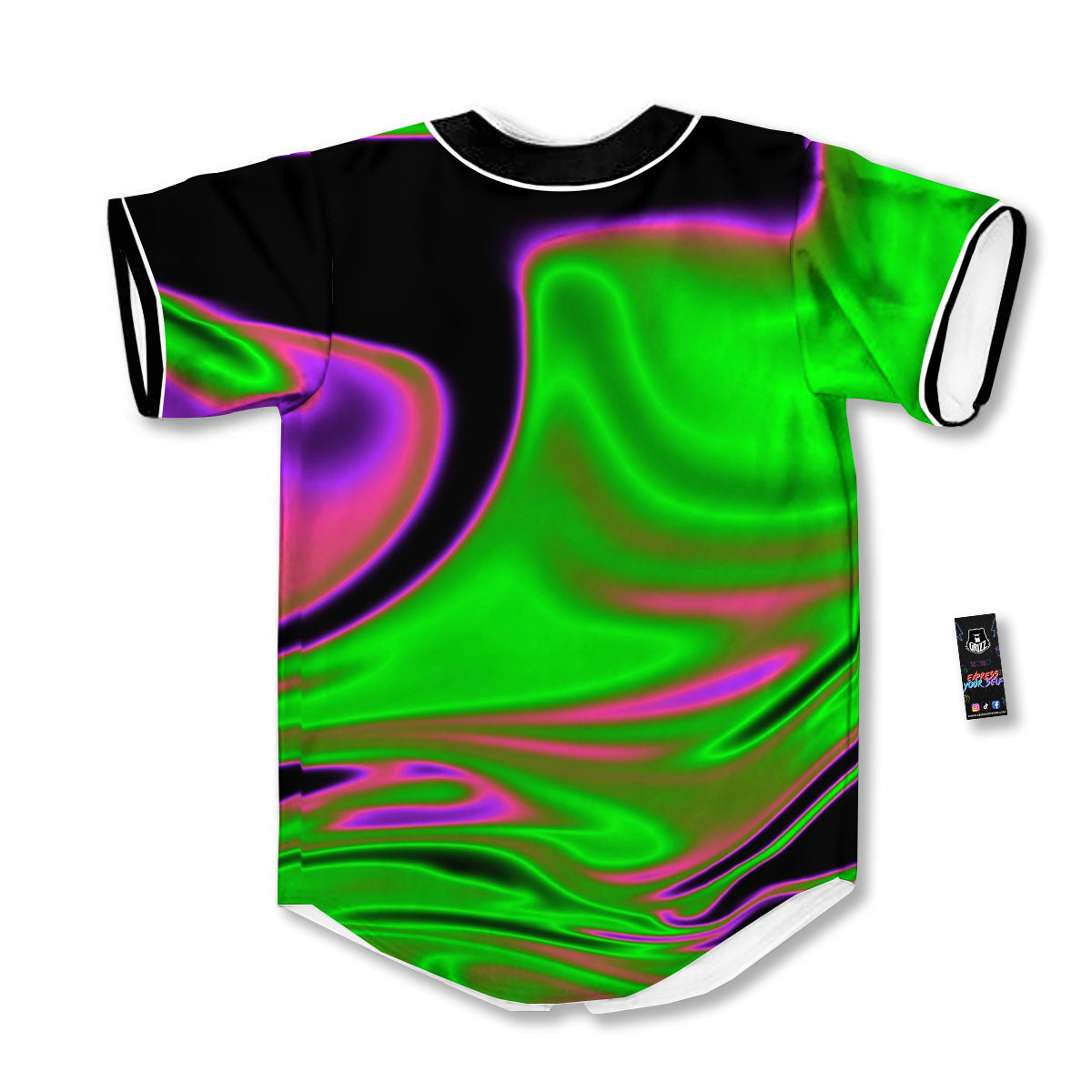 Liquid Trippy Green Abstract Print Baseball Jersey-grizzshop