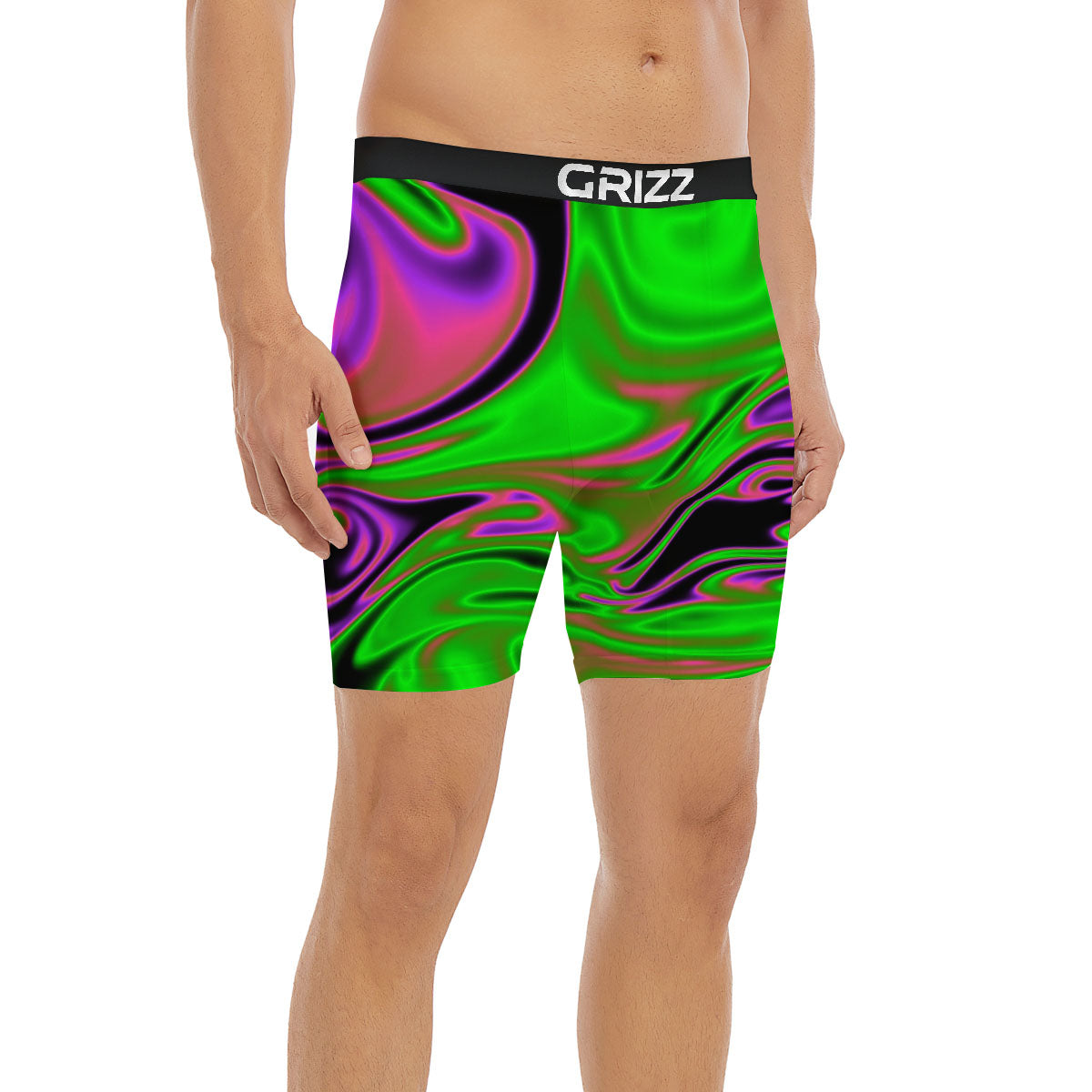 Liquid Trippy Green Abstract Print Boxer Briefs-grizzshop