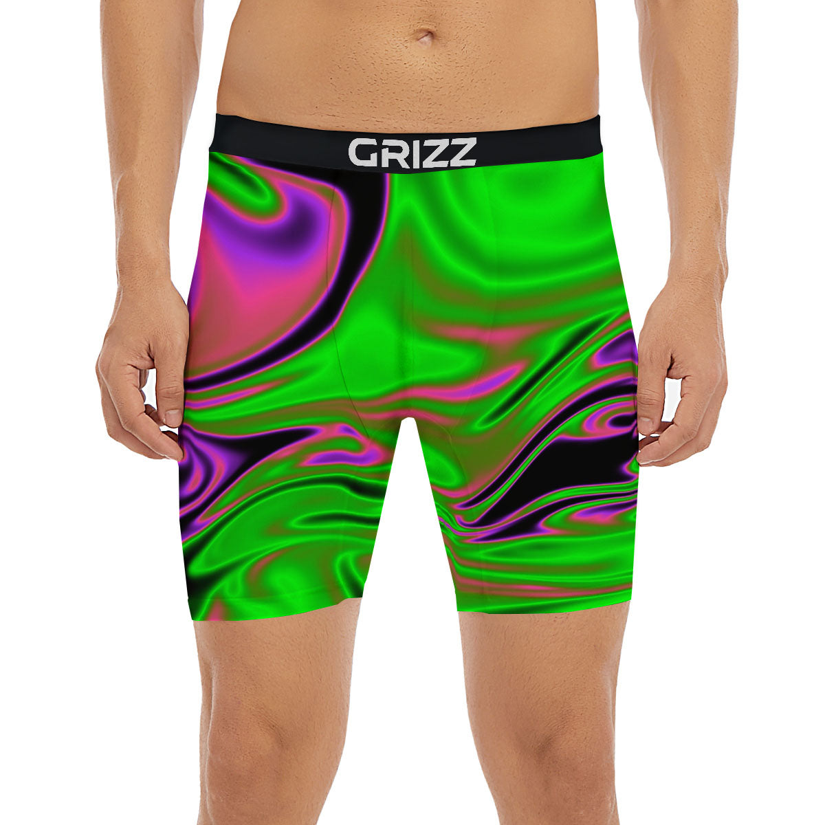 Liquid Trippy Green Abstract Print Boxer Briefs-grizzshop