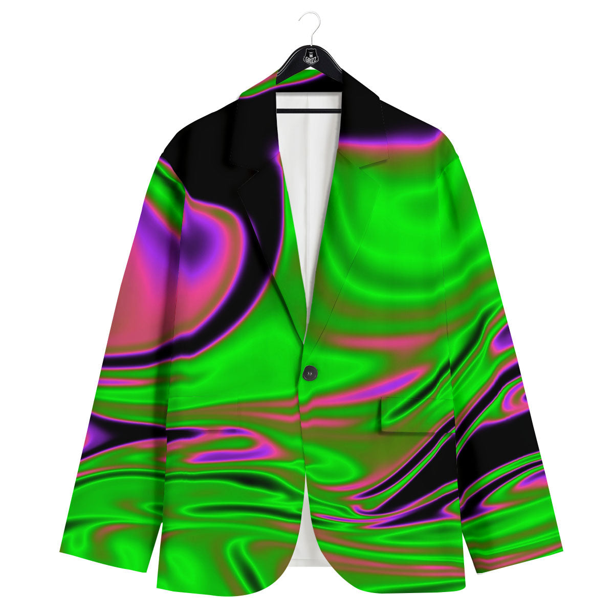 Liquid Trippy Green Abstract Print Men's Sport Coat-grizzshop