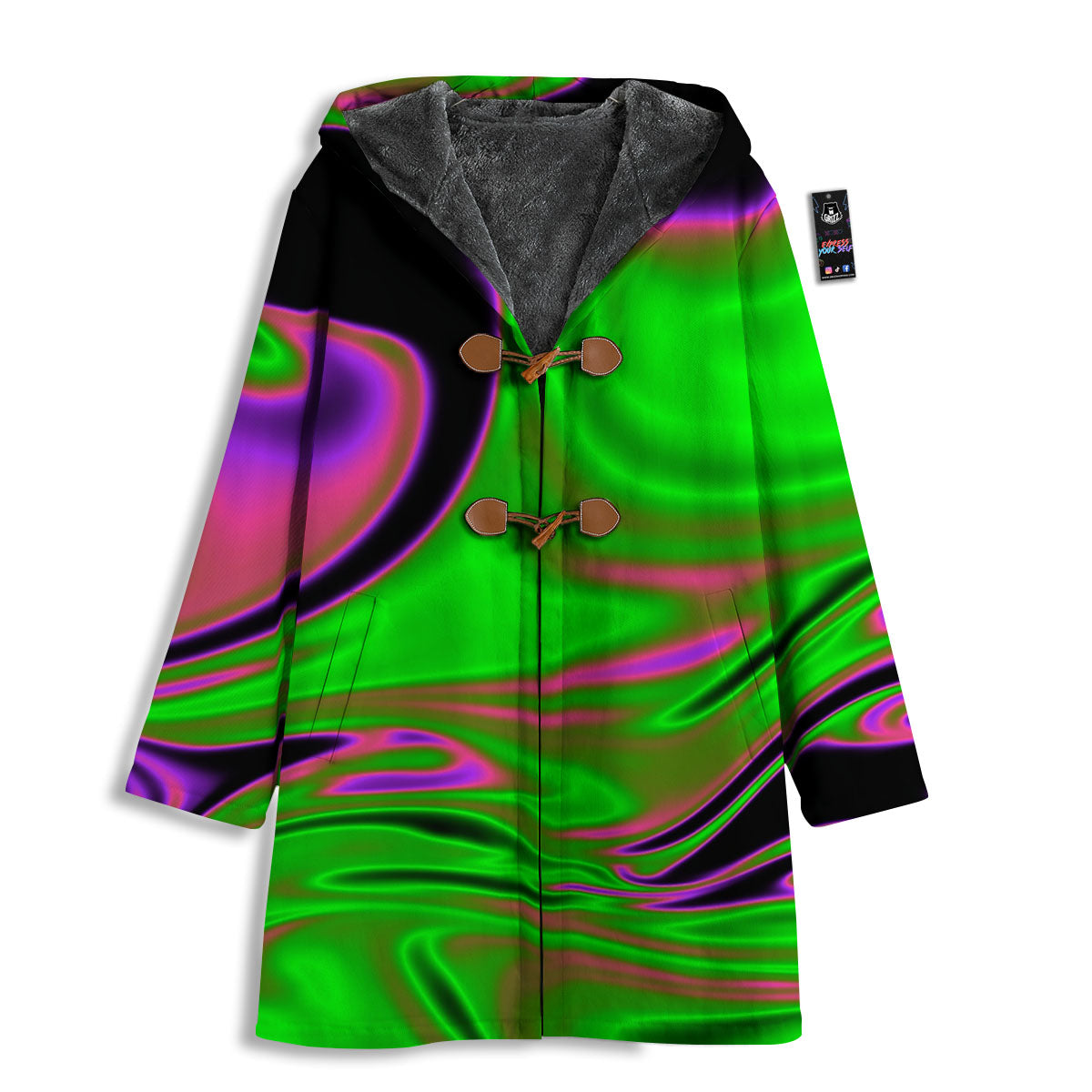 Liquid Trippy Green Abstract Print Men's Windbreaker Jacket-grizzshop
