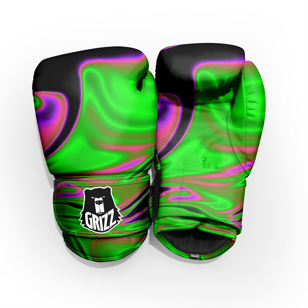 Liquid Trippy Green Abstract Print Pro Boxing Glove