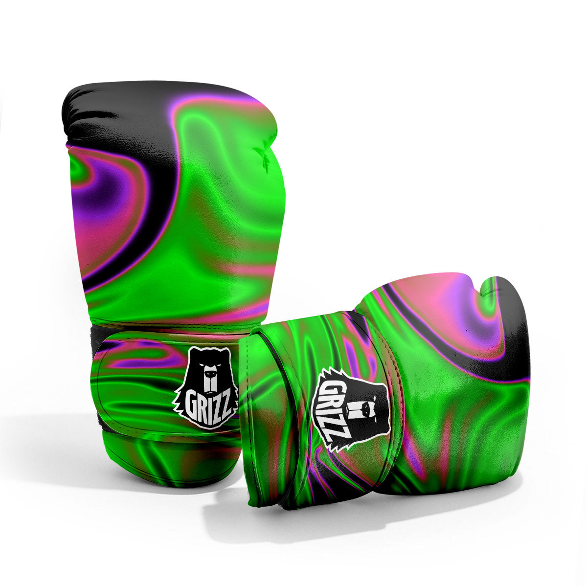 Liquid Trippy Green Abstract Print Pro Boxing Glove