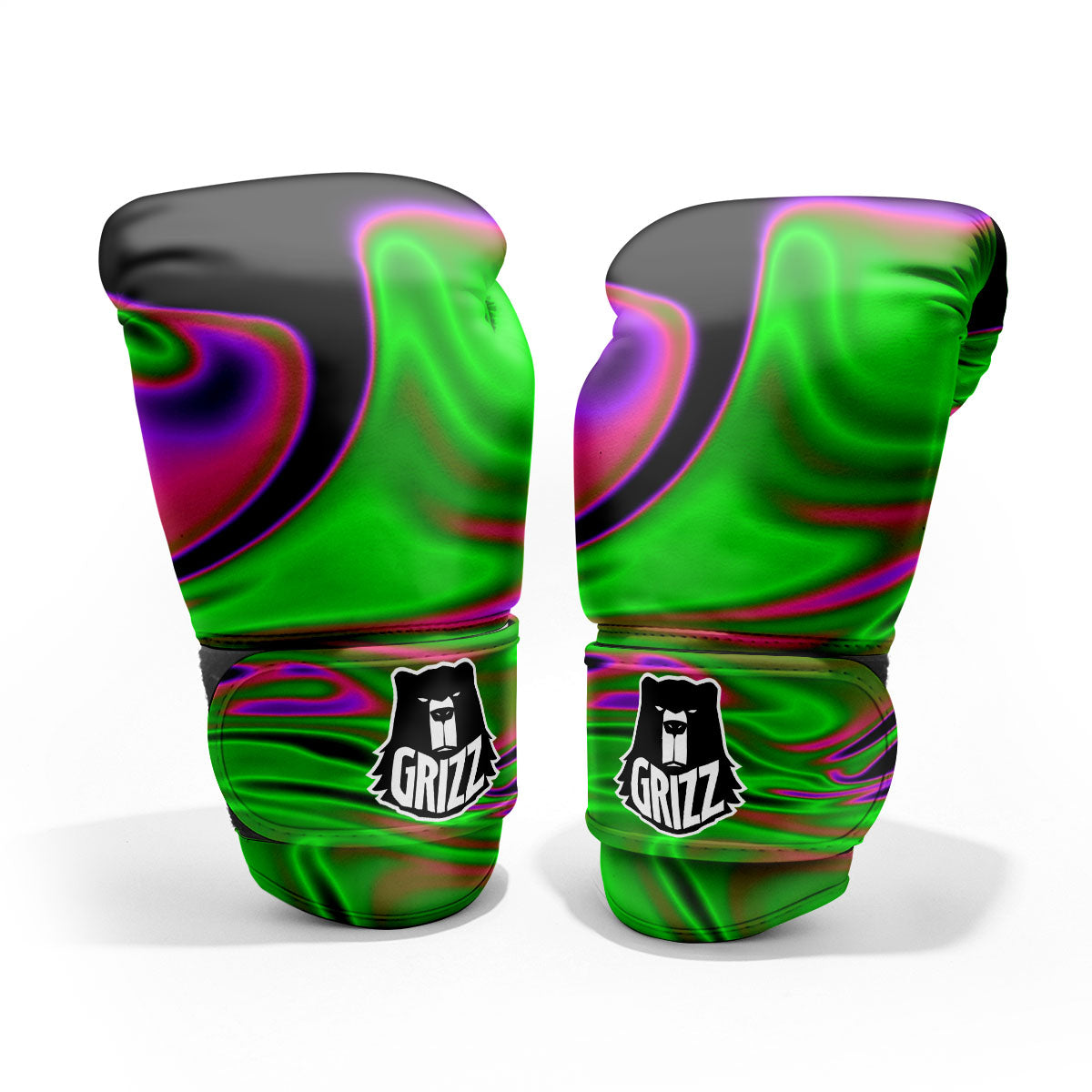Liquid Trippy Green Abstract Print Pro Boxing Glove