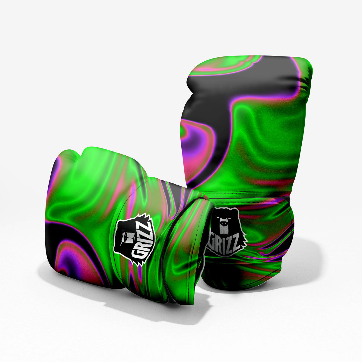 Liquid Trippy Green Abstract Print Pro Boxing Glove