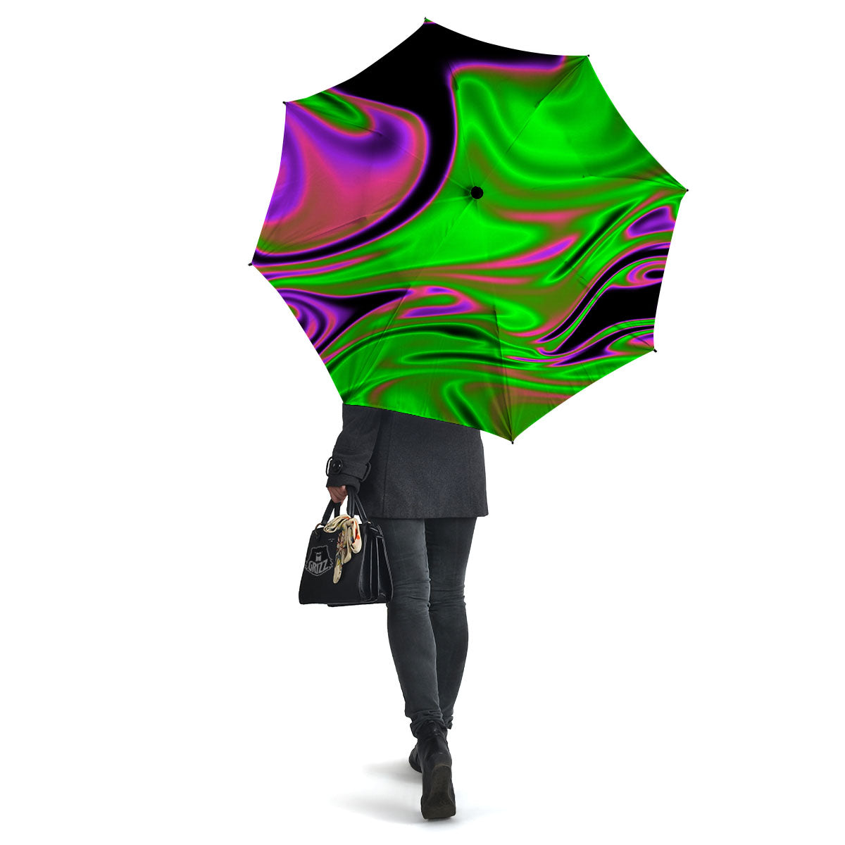 Liquid Trippy Green Abstract Print Umbrella-grizzshop