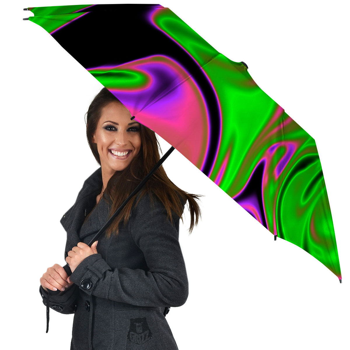 Liquid Trippy Green Abstract Print Umbrella-grizzshop