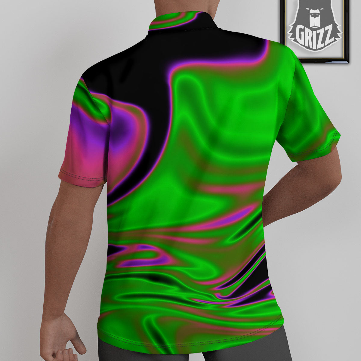 Liquid Trippy Green Abstract Print Untucked Shirts-grizzshop