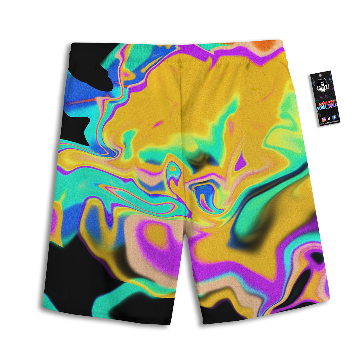 Liquid Trippy Holographic Neon Print Men's Athletic Shorts