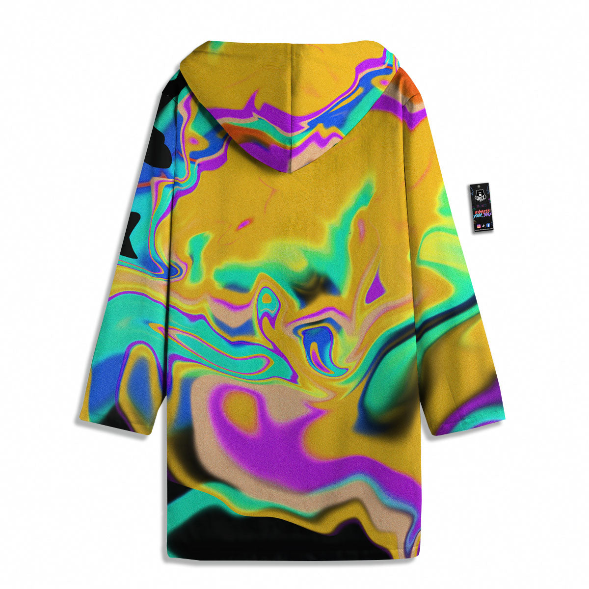 Liquid Trippy Holographic Neon Print Men's Windbreaker Jacket-grizzshop