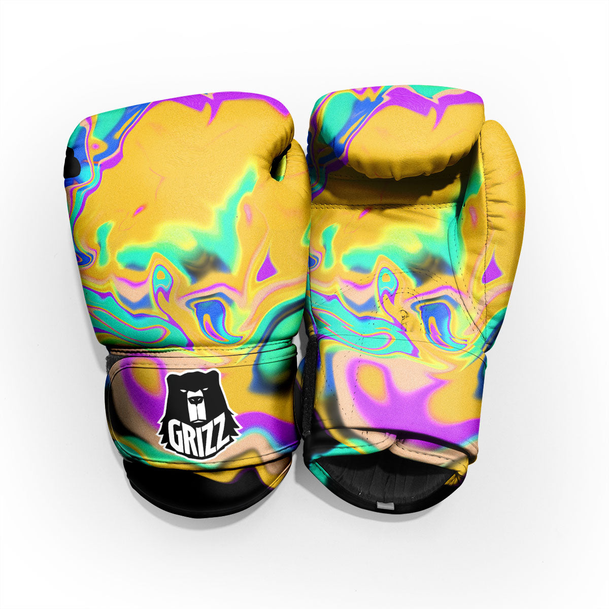 Liquid Trippy Holographic Neon Print Pro Boxing Glove