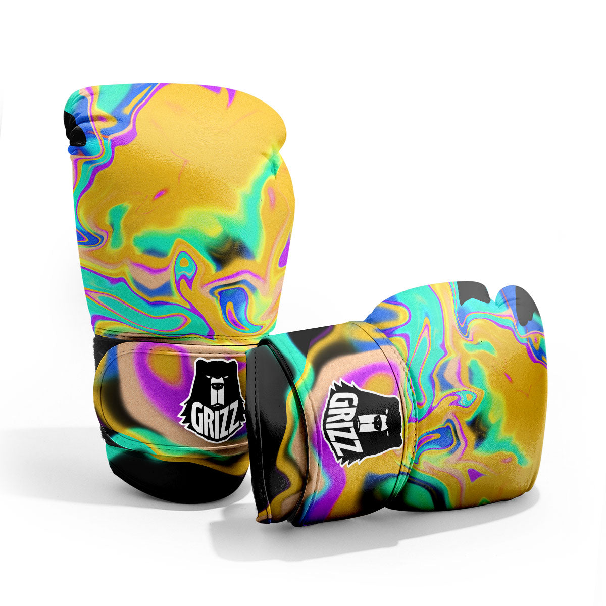 Liquid Trippy Holographic Neon Print Pro Boxing Glove