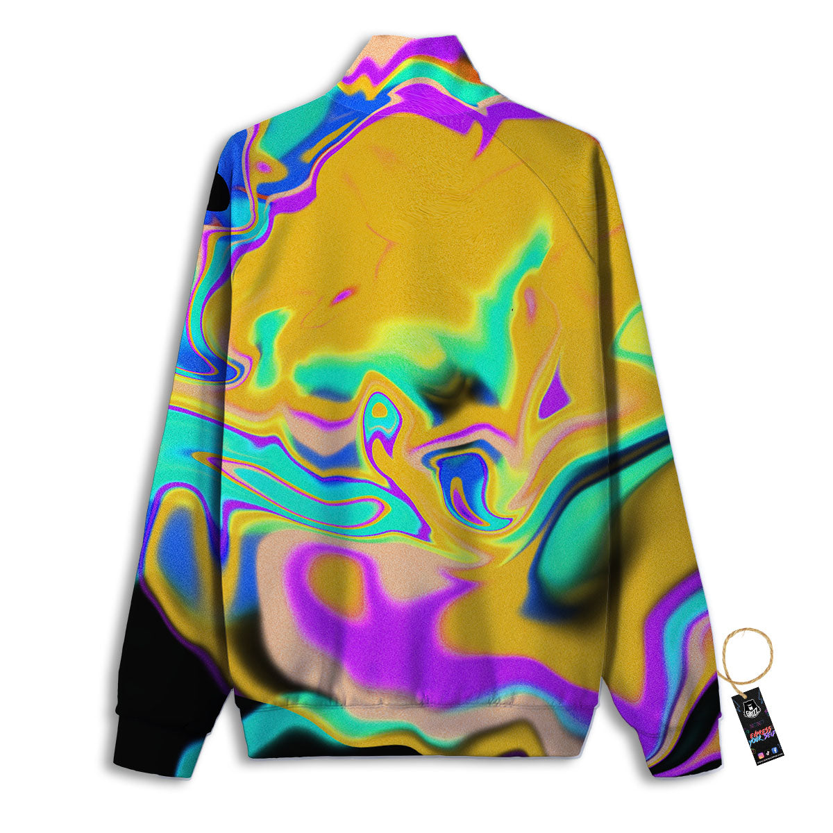 Liquid Trippy Holographic Neon Print Track Jacket-grizzshop