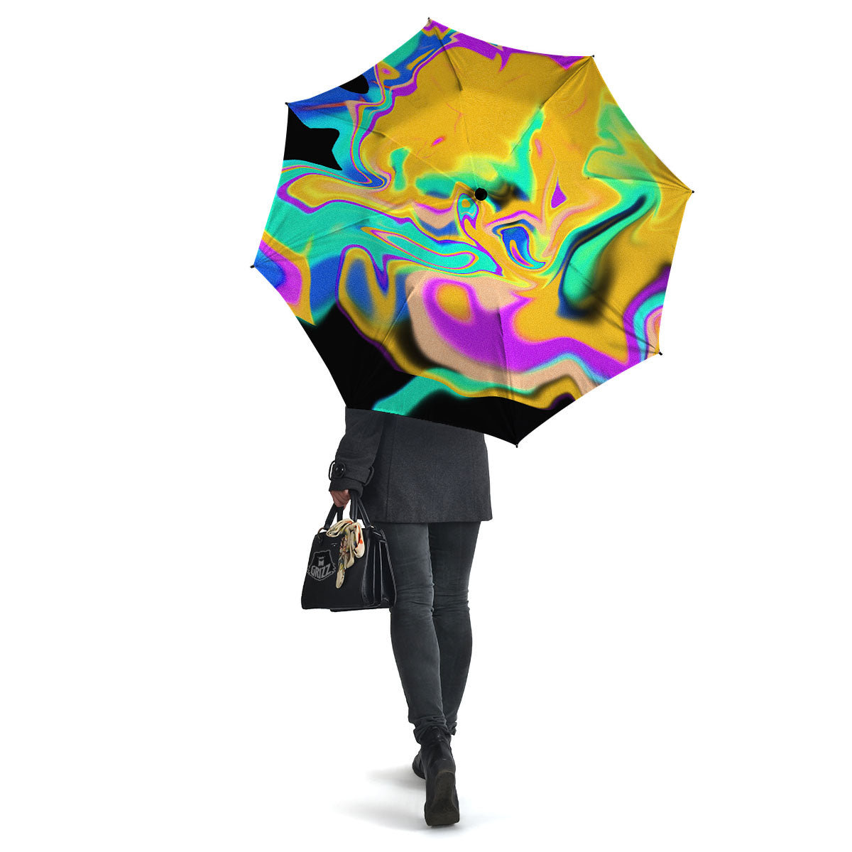 Liquid Trippy Holographic Neon Print Umbrella-grizzshop