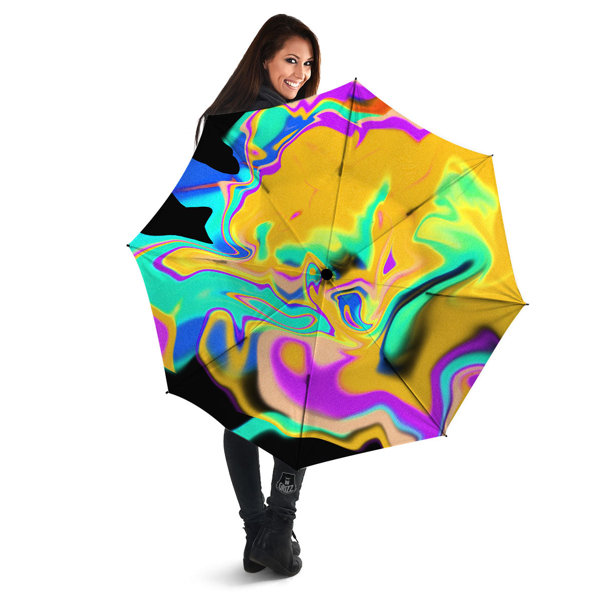 Liquid Trippy Holographic Neon Print Umbrella-grizzshop