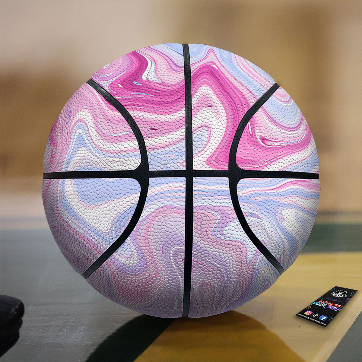 Liquid And Fluid Marble Pink Print Basketball