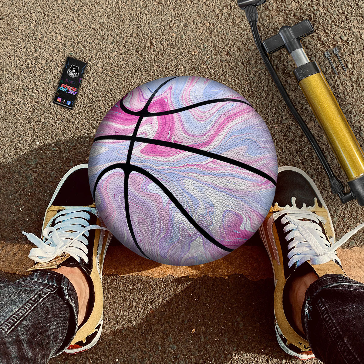 Liquid And Fluid Marble Pink Print Basketball