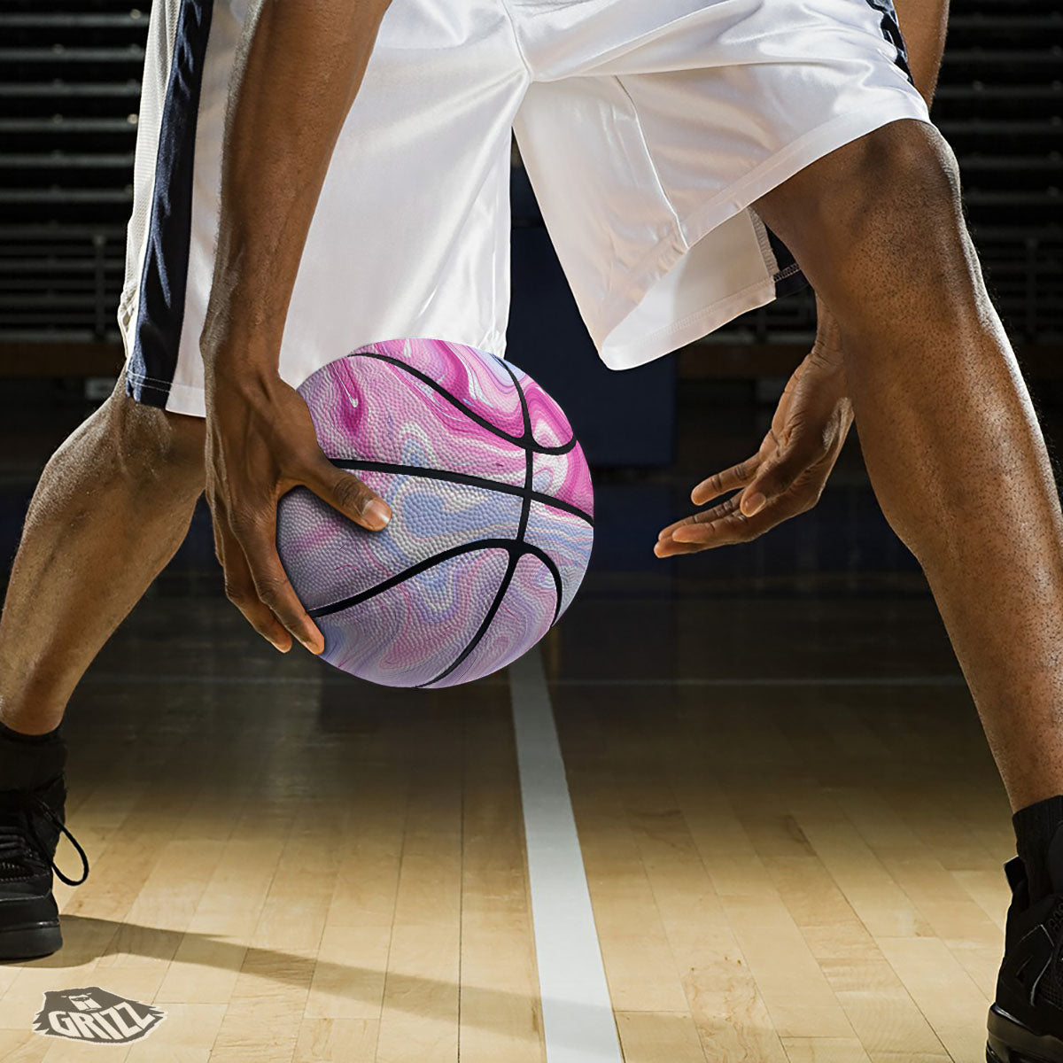 Liquid And Fluid Marble Pink Print Basketball